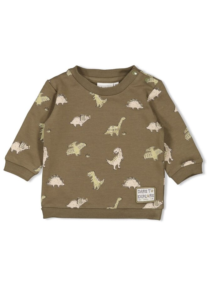 Sweater AOP – Rawrsome | Olijf