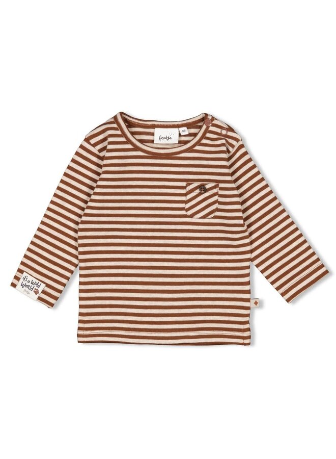 Longsleeve streep - Wild World | Bruin