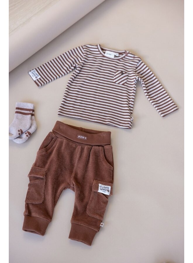 Longsleeve streep - Wild World | Bruin