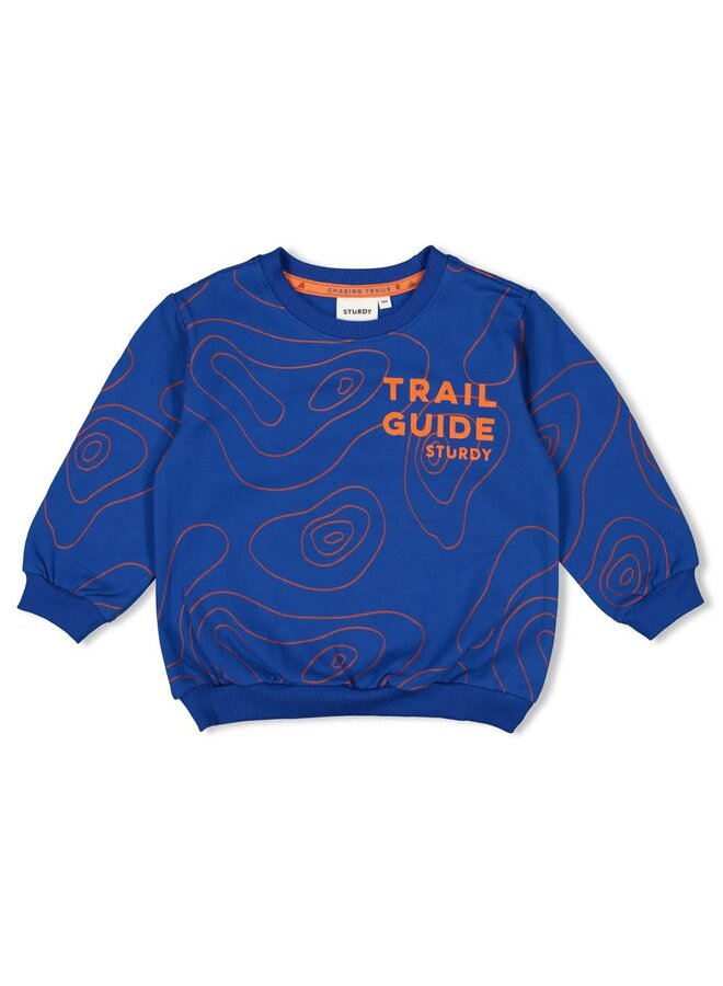 Sweater AOP - Chasing Trails | Blauw