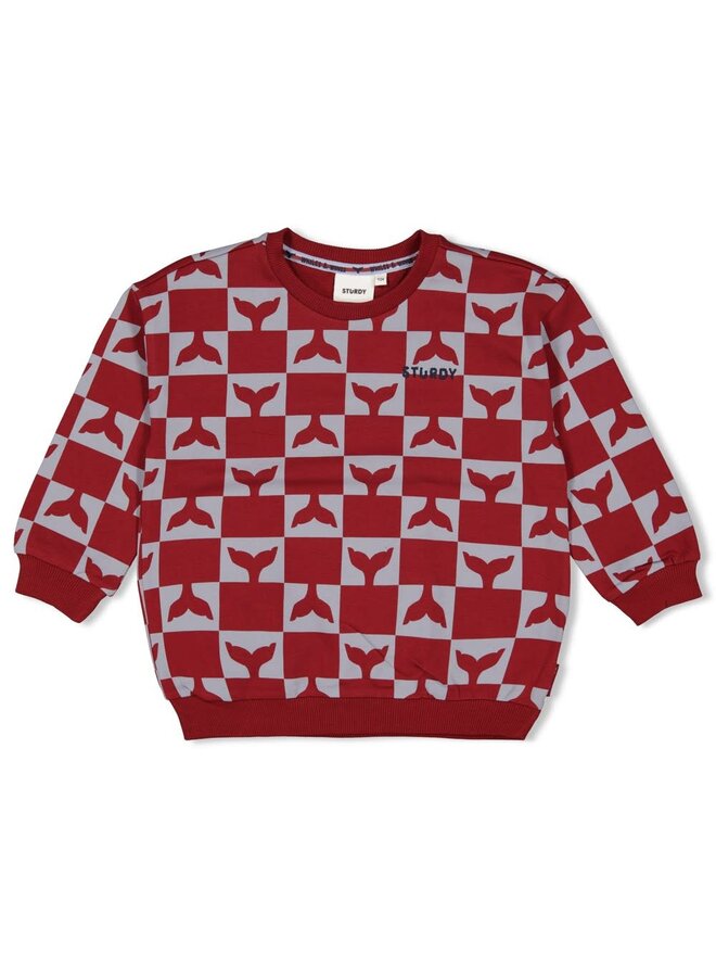 Sweater AOP - Waves and Whales | Bordeaux