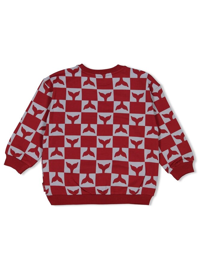 Sweater AOP - Waves and Whales | Bordeaux