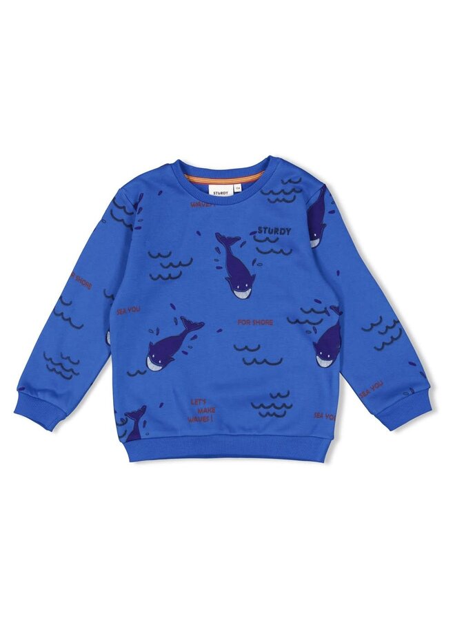 Sweater AOP - Waves and Whales | Aqua