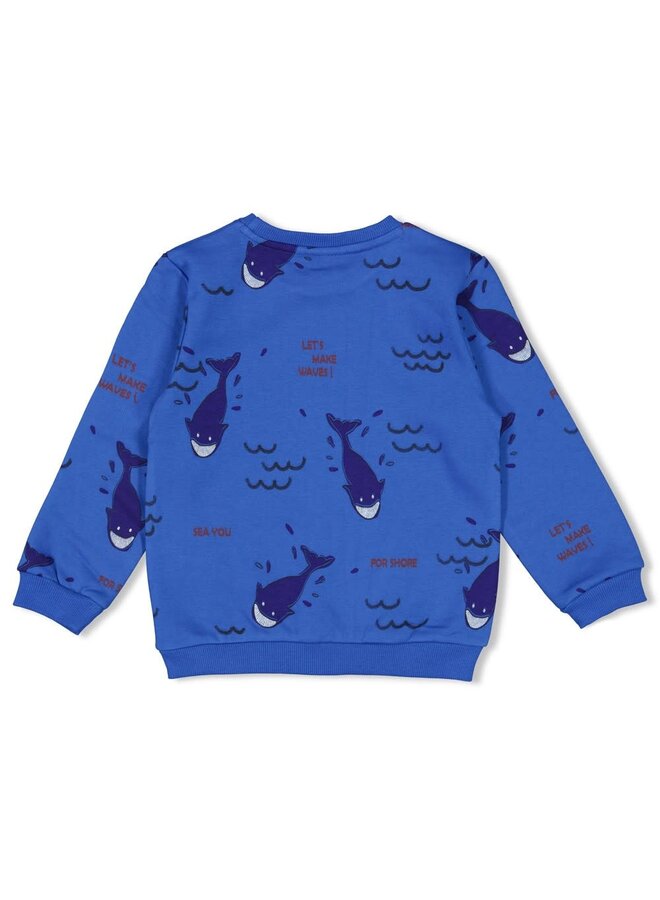 Sweater AOP - Waves and Whales | Aqua