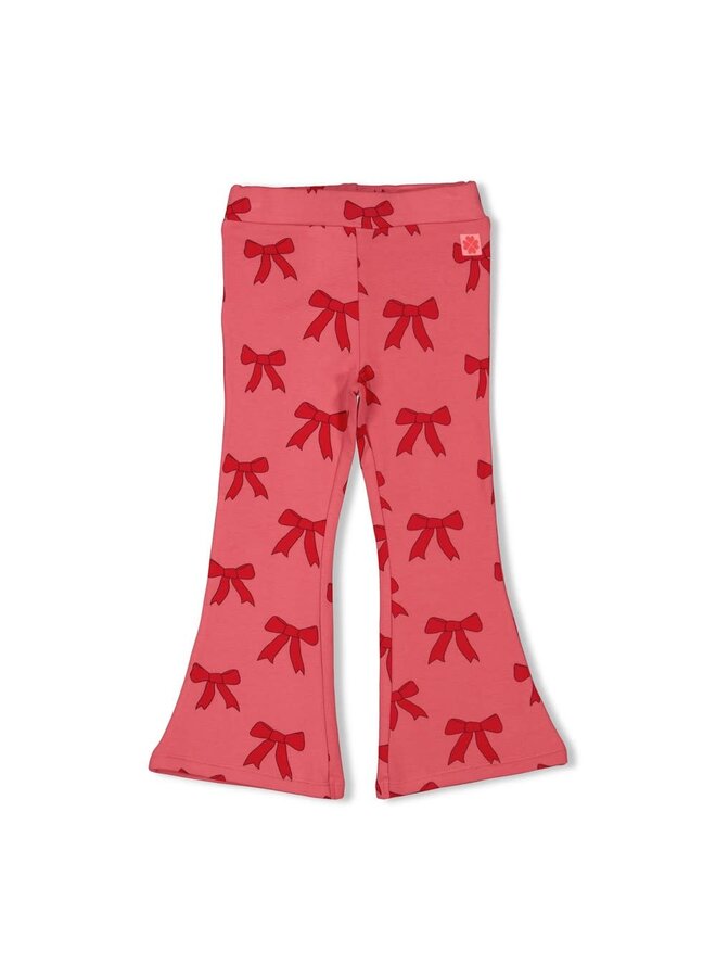 Flared broek AOP - Queen Of Hearts | Roze