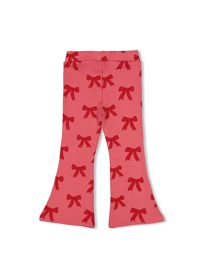 Flared broek AOP - Queen Of Hearts | Roze