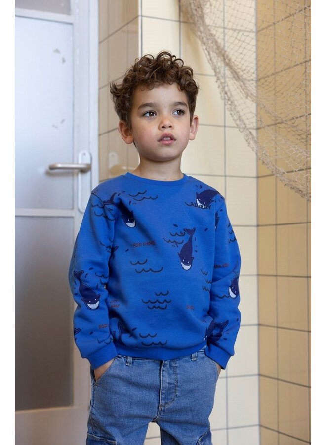 Sweater AOP - Waves and Whales | Aqua