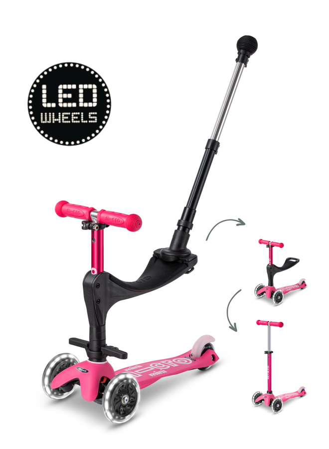 Mini Micro Step Deluxe Push LED | Roze  2-6 jaar