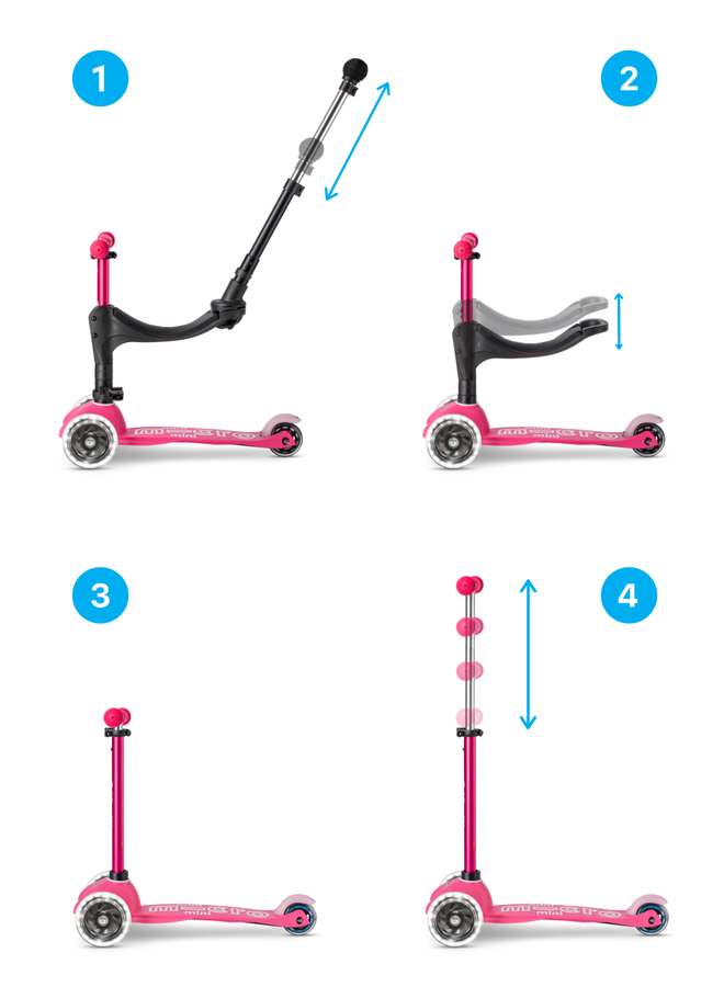 Mini Micro Step Deluxe Push LED | Roze  2-6 jaar