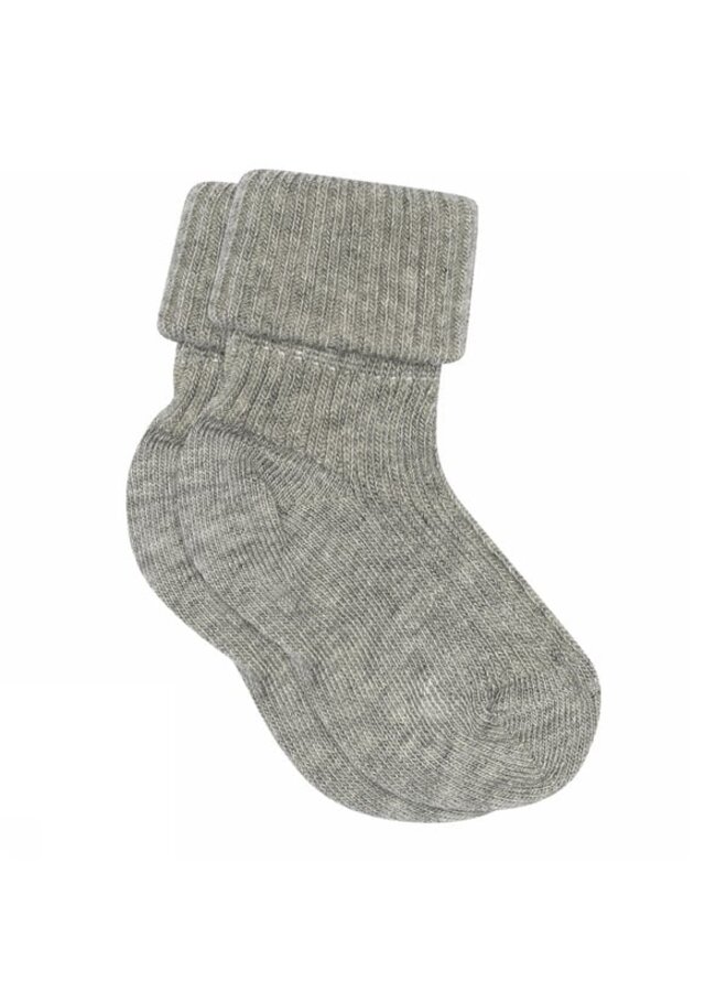 Cotton rib baby socks 491 | Grey Melange