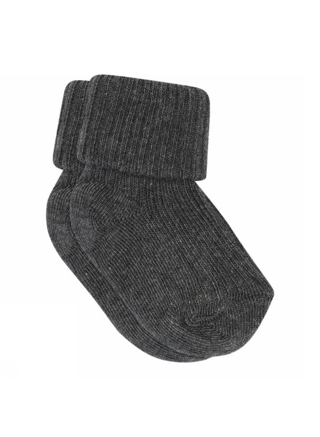 Cotton rib baby socks 497| Dark Grey Melange