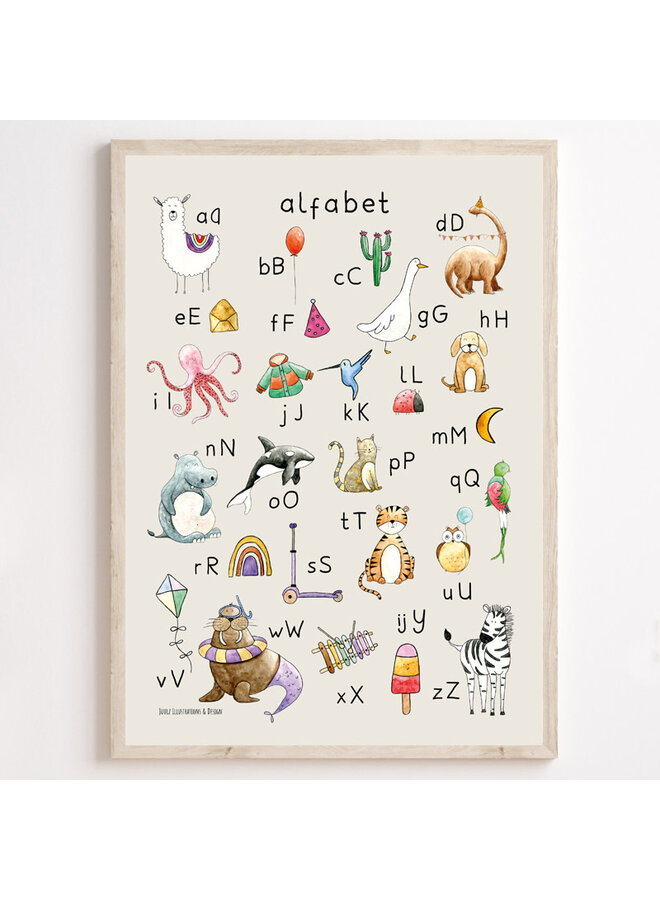 Juulz illustrations poster - Schrijf Alfabet