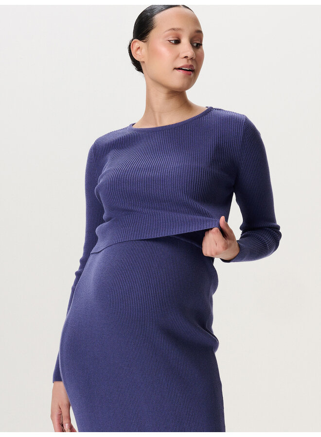 Samso Nursing Top l. sleeve - Skipper Blue