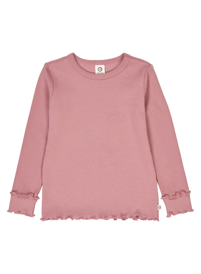 Cozy me rib deco l/s T – Rose