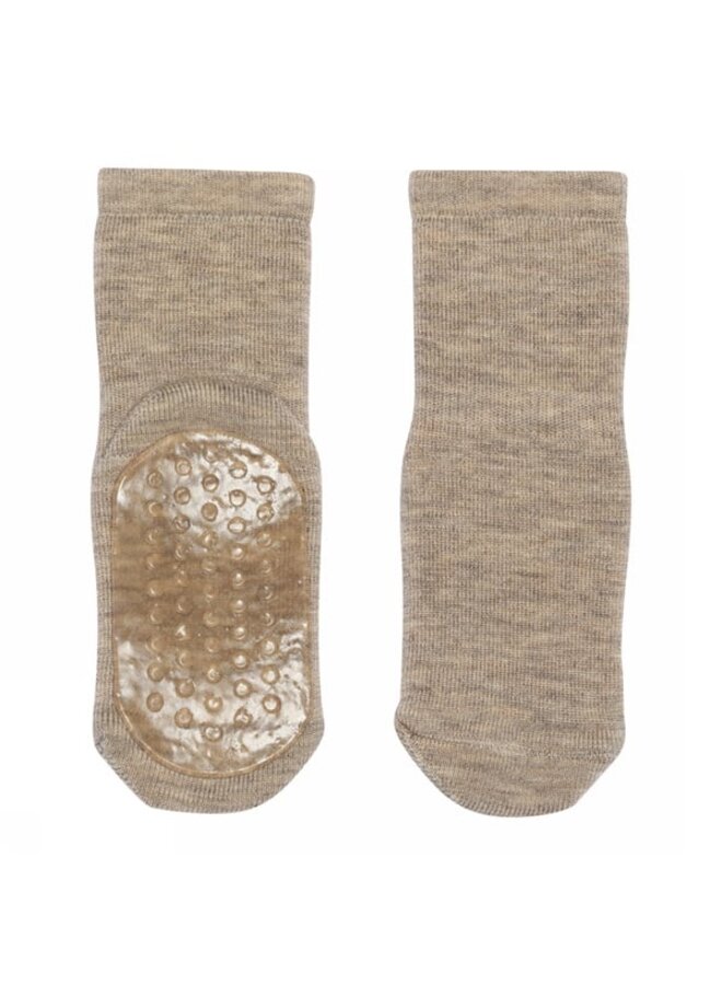 Wool socks – anti-slip 489 | Light Brown Melange