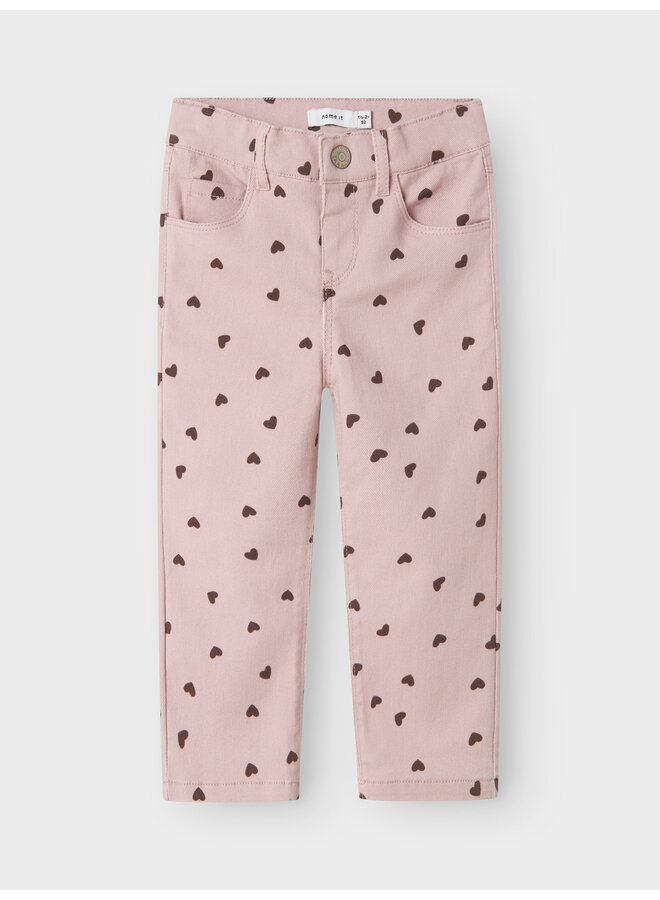 STRAIGHT AOP TWILL PANT - HEARTS