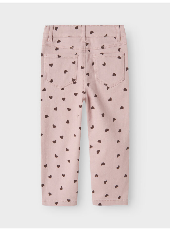 STRAIGHT AOP TWILL PANT - HEARTS