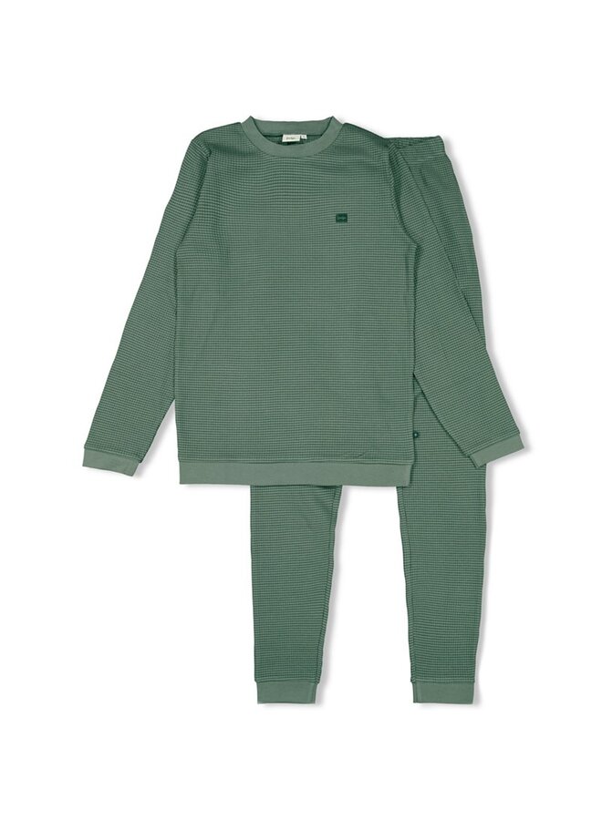 Feetje Pyjama Volwassenen | wafel  Family Edition - Zeegroen