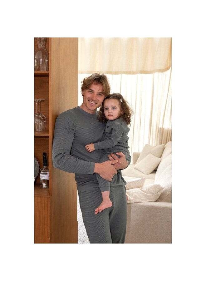 Feetje Pyjama Volwassenen | wafel  Family Edition - Zeegroen