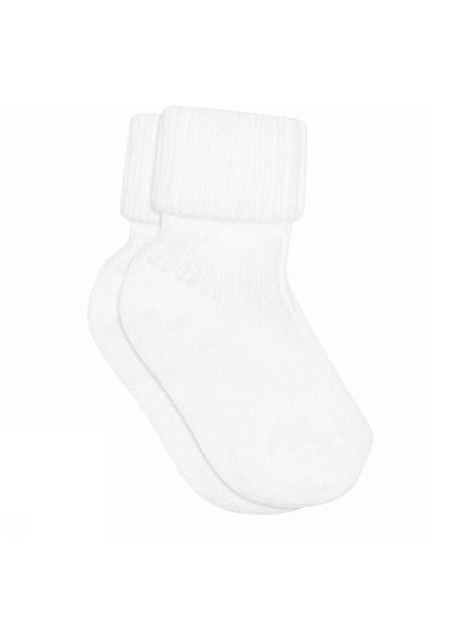 Cotton rib baby socks 1 | White