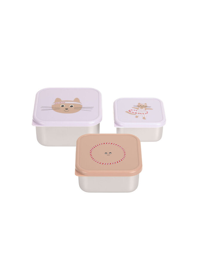 Lässig |  Snackbox Stainless Steel Tiny Team Cat