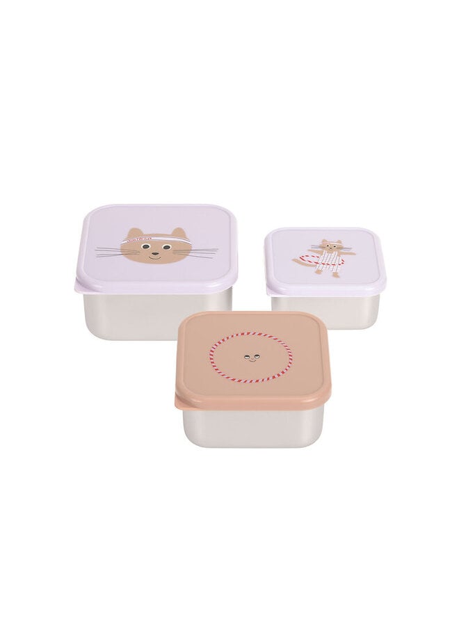 Lässig | Snackbox Stainless Steel Tiny Team Cat
