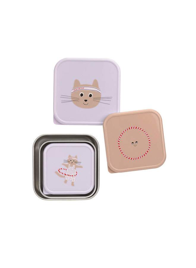 Lässig |  Snackbox Stainless Steel Tiny Team Cat