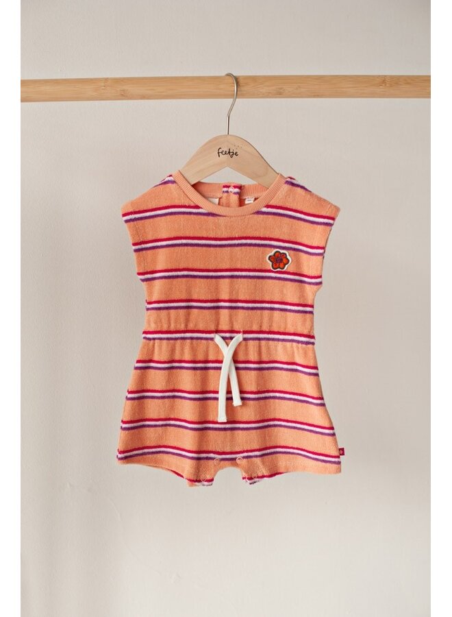 Playsuit streep badstof - Love Peace Aloha