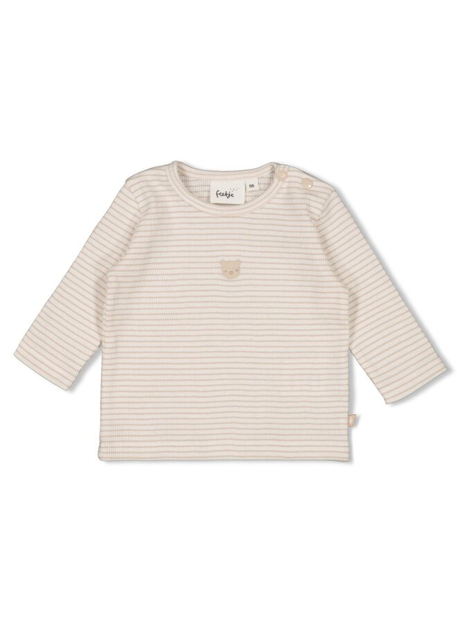 Longsleeve rib met streep - Honey Bear | Zand