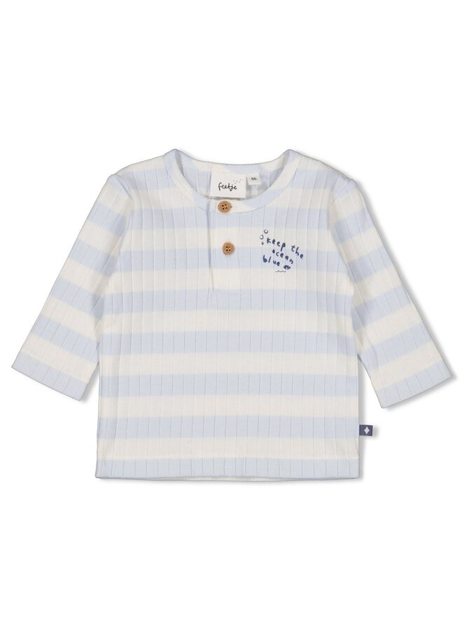 Longsleeve rib met streep - Blue Ocean