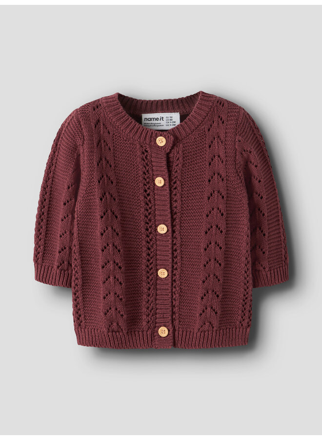 NBFTANDRA LS KNIT CARD - OXBLOOD RED