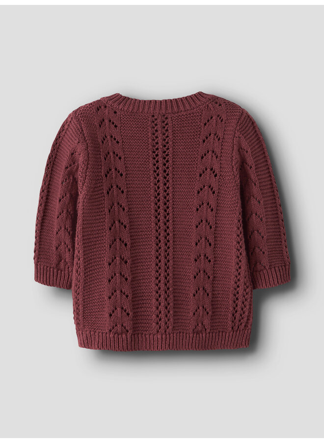 NBFTANDRA LS KNIT CARD - OXBLOOD RED