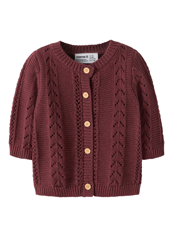 NBFTANDRA LS KNIT CARD - OXBLOOD RED