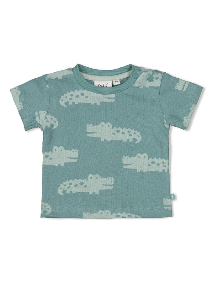T-shirt AOP - You Croc my World | Zeegroen