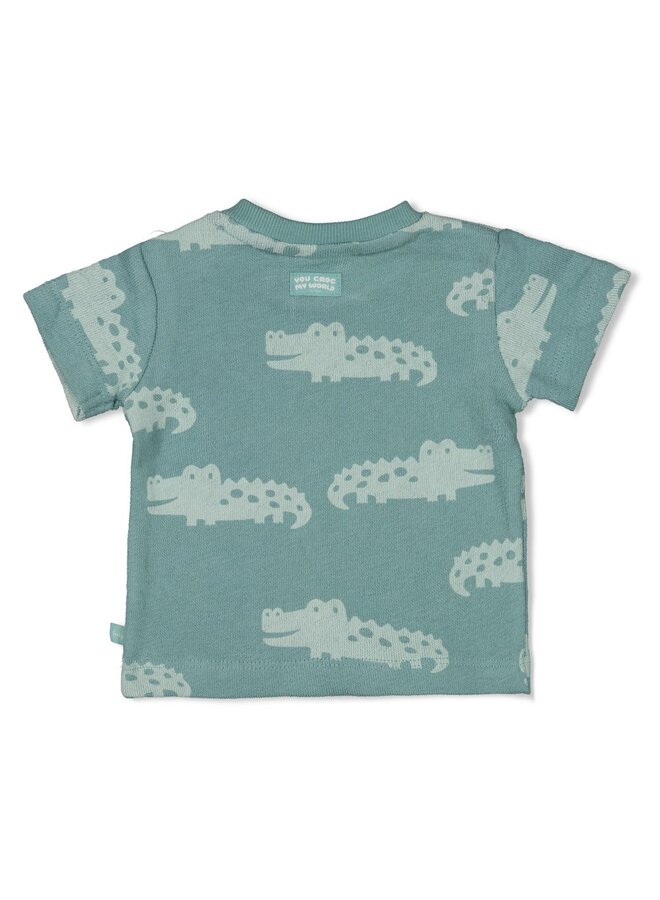 T-shirt AOP - You Croc my World | Zeegroen