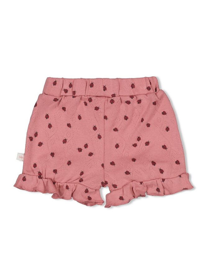 Short ajour rib AOP – Ladybug | Roze