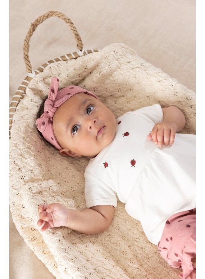 Short ajour rib AOP – Ladybug | Roze