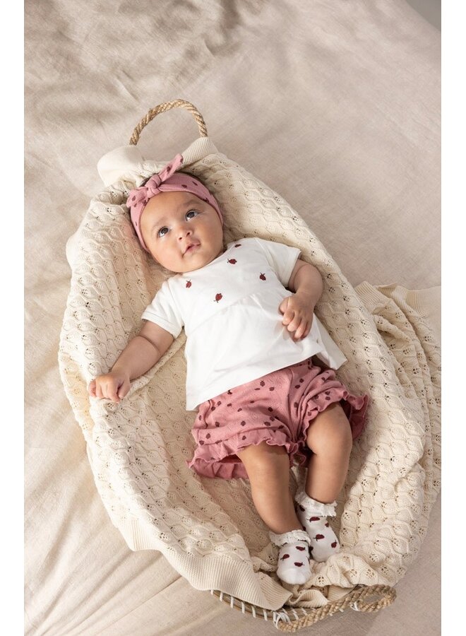 Short ajour rib AOP – Ladybug | Roze