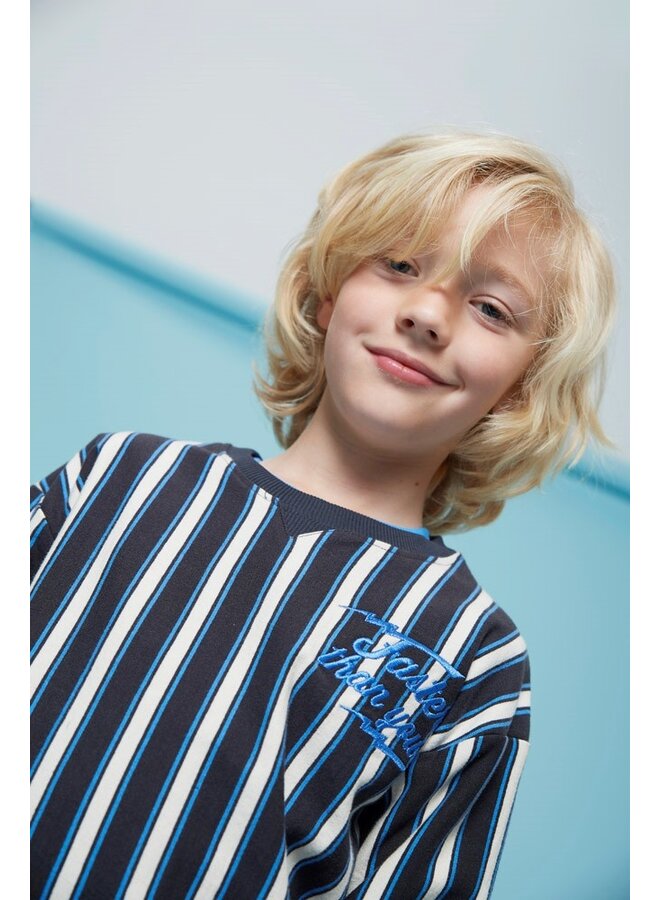 Sweater streep - Run the Day | Antraciet