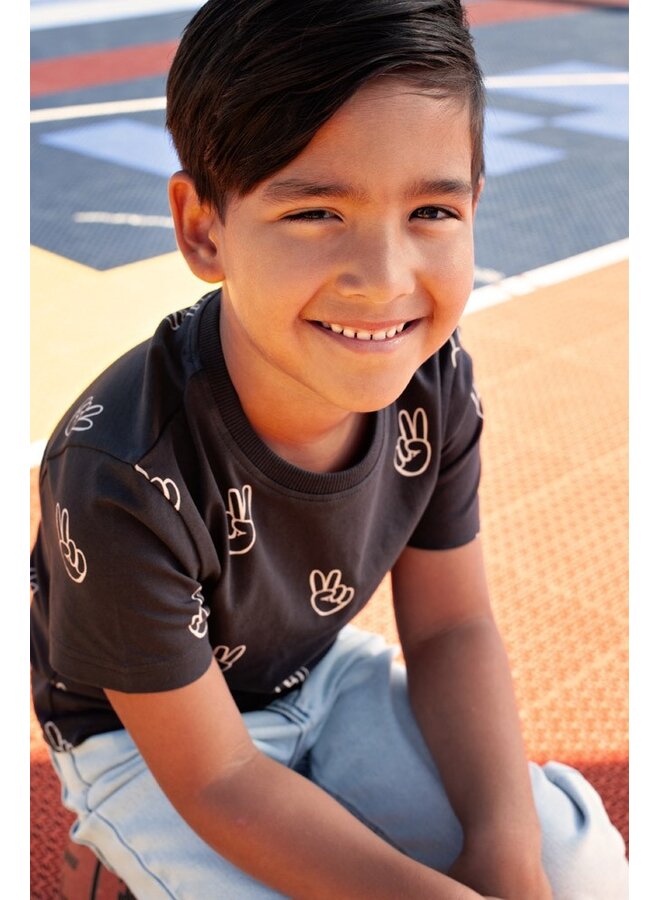 T-shirt AOP - Run the Day | Antraciet