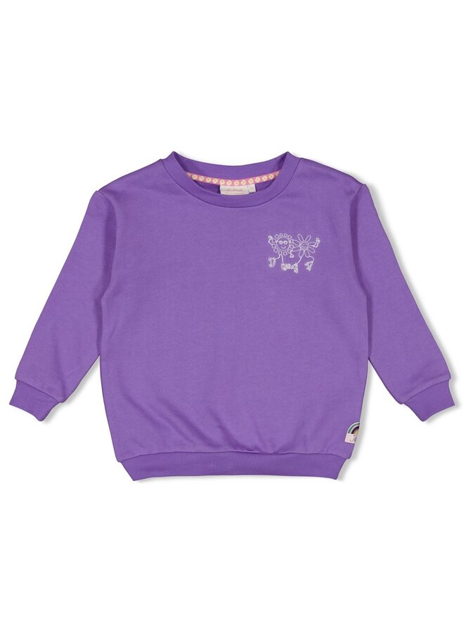 Sweater met backprint - Rolling into Spring | Paars