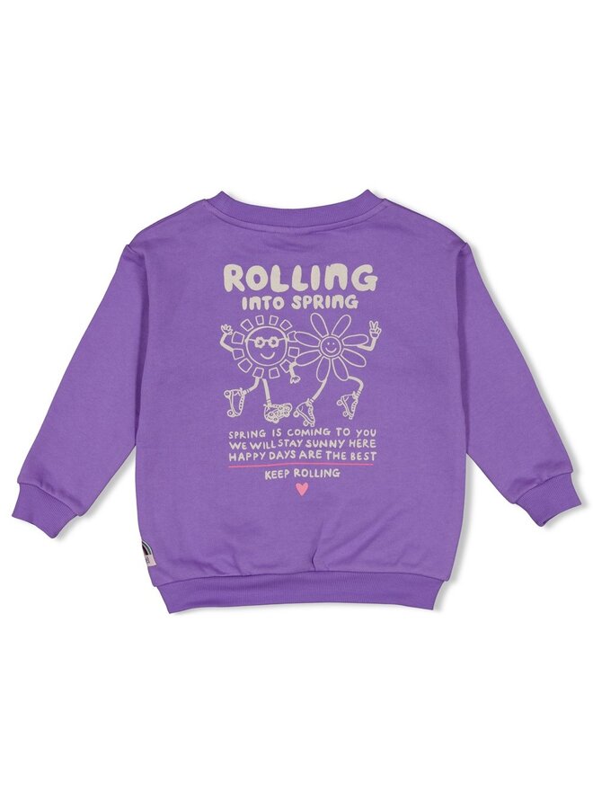Sweater met backprint - Rolling into Spring | Paars