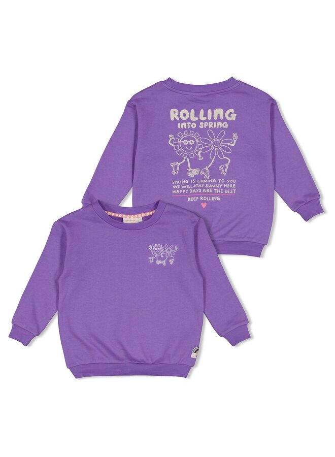 Sweater met backprint - Rolling into Spring | Paars