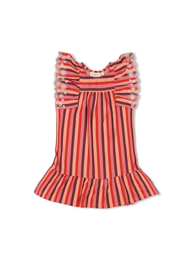 Jurk streep seersucker - Salsa Sunset