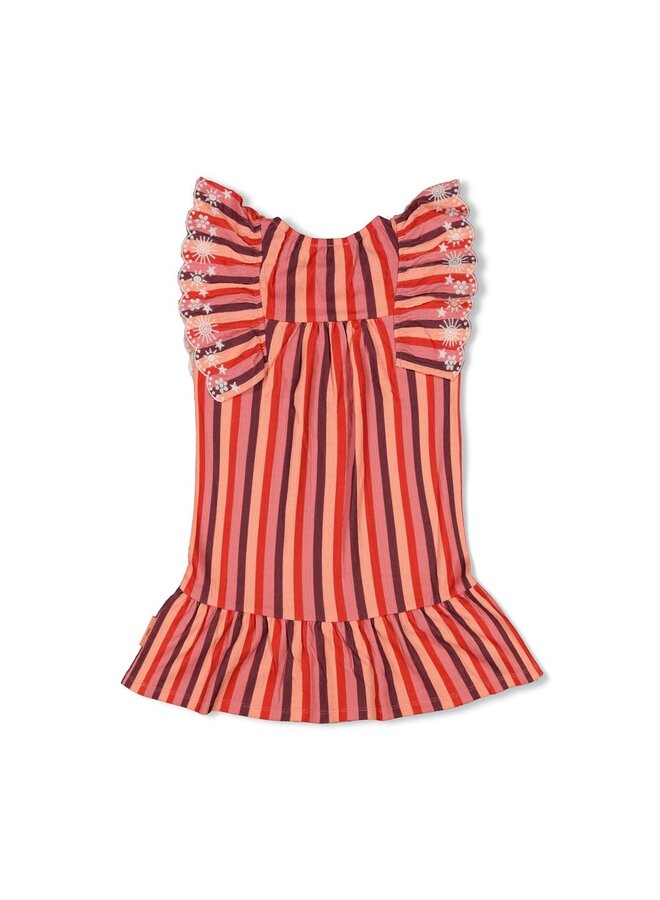 Jurk streep seersucker - Salsa Sunset