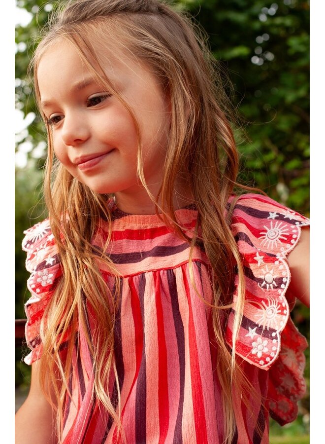 Jurk streep seersucker - Salsa Sunset