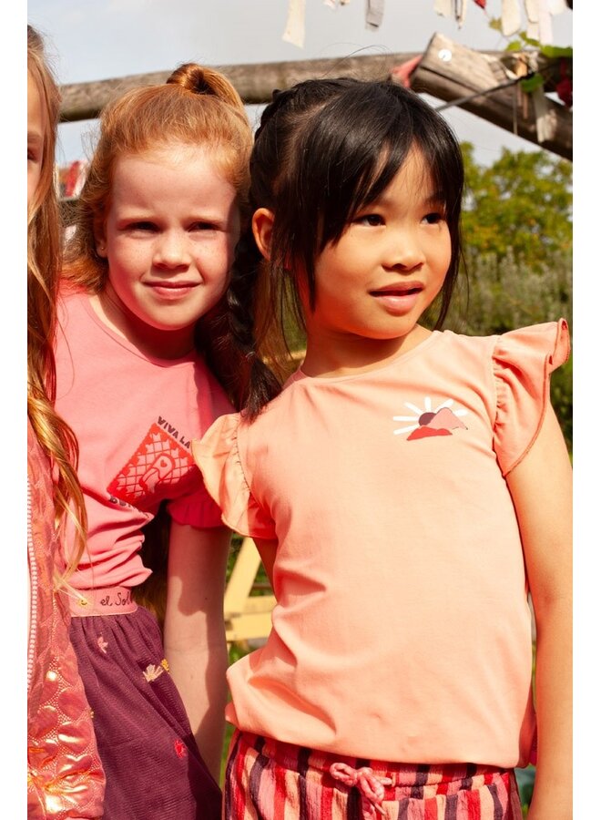 T-shirt met backprint - Salsa Sunset | Zalm