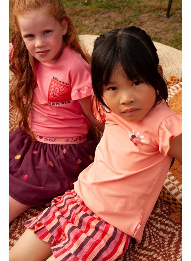 T-shirt met backprint - Salsa Sunset | Zalm