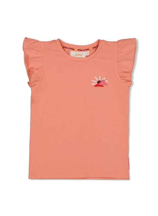 T-shirt met backprint - Salsa Sunset | Zalm