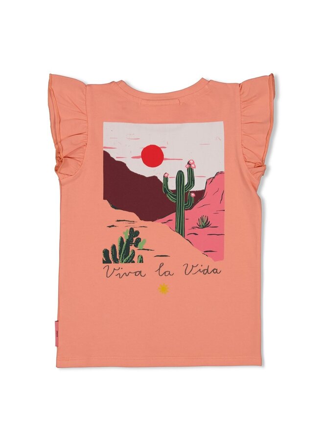 T-shirt met backprint - Salsa Sunset | Zalm